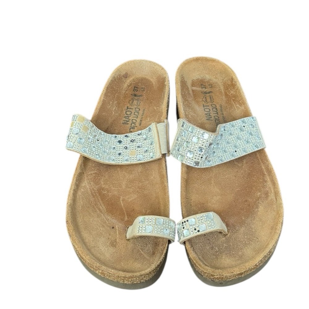 NAOT  Women’s Silver Slip On Bling Rhinestone Thong Sandals Size 37/6